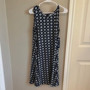 Architect Navy and Cream Patterned Midi Dress